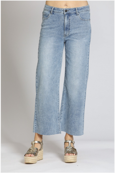 APNY CROP RAW HEM WIDE LEG JEANS