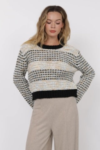 COZY TEXTURED KNIT SWEATER WITH BELL SLEEVES