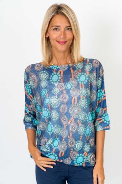 WESTERN 3/4 SLEEVE BATWING SWEATER