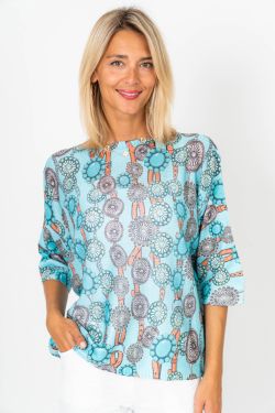 WESTERN 3/4 SLEEVE BATWING SWEATER