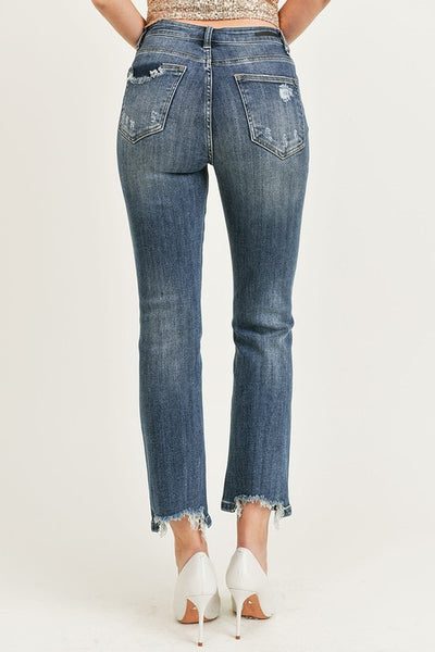 HIGH RISE VINTAGE WASHED STRAIGHT LEG JEANS