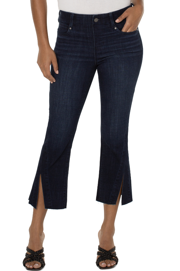 TWISTED SEAM GIA GLIDER PULL ON SLIT CROP DENIM