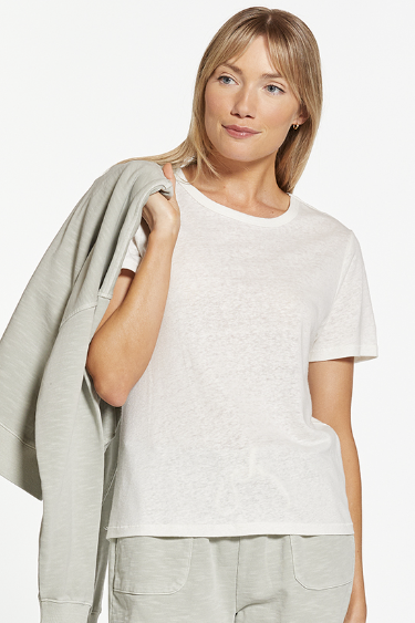 SOFT SOLID HEATHERED KNIT SS BASIC LOLLY TEE