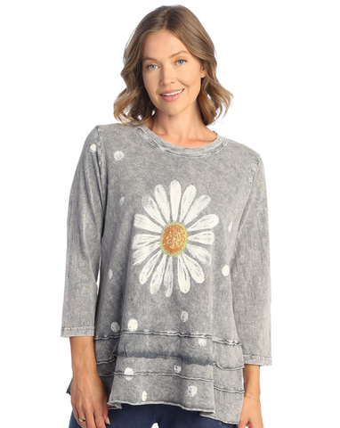 HAPPY DAYS MINERAL WASH COTTON SLUB LAYERED TUNIC TOP